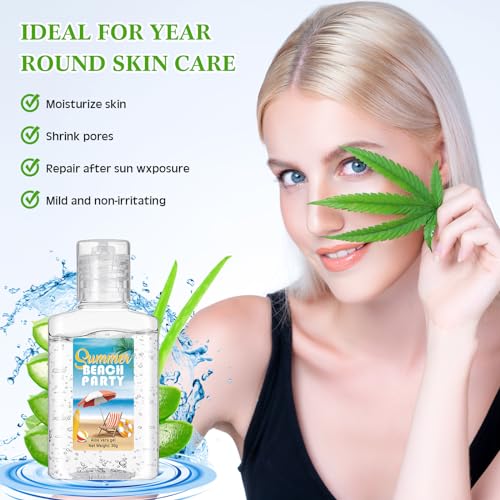 12 Pcs Mini Aloe Vera Gel Bulk for Christmas Wedding Party 1oz Soothing Moisture Aloe Gel Bulk Travel Size for Thank You Gifts Christmas Favors Wedding Party (Beach)