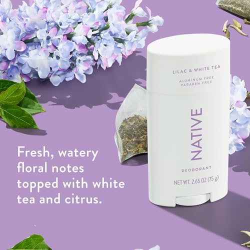 Native Deodorant Contains Naturally Derived Ingredients, 72 Hour Odor Control | Seasonal Scents for Women and Men, Aluminum Free with Baking Soda, Coconut Oil and Shea Butter | Lilac & White Tea