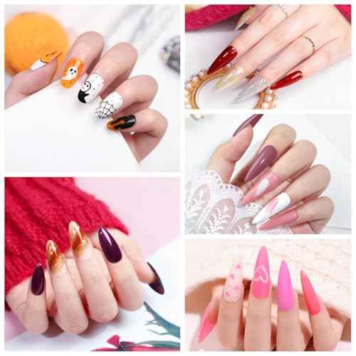 COSCELIA 40pcs Fall Gel Nail Polish Set, 35 Colors Nail Gel polish with 5 Bottles Base and Glossy Matte Glitter Top Coat White Brown Black Nude Red Orange Colors Halloween Nail Polish Nail Art Gifts