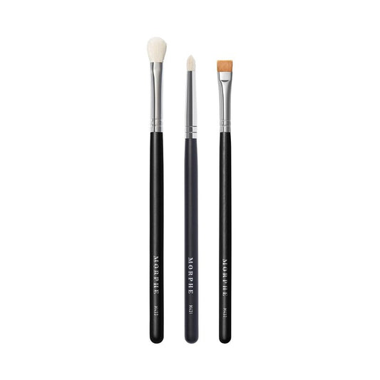 Morphe Definition Eye Makeup Brush Trio - Eyeshadow Brush Set for Blending, Precision and Definition - Includes M431, M432, M433 - For Cream or Powder Eyeshadow and Eyeliner (3 Count)