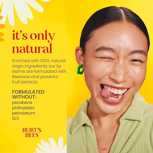 Burt's Bees 12 Days of Joy Lip Balm Advent Calendar Gift Set, Flavored Lip Balm Pack Great for Office Holiday Gifts, Tint-Free, Natural Origin Lip Care, 12 Tubes, 0.15 oz.