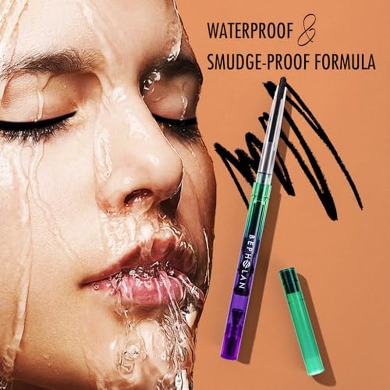 BEPHOLAN Black Eyeliner Pencils,Waterproof Gel Eyeliner Pencil Black Waterline Eye Liner Pen for Women Waterproof Smudge Proof Long-lasting (BLACK)