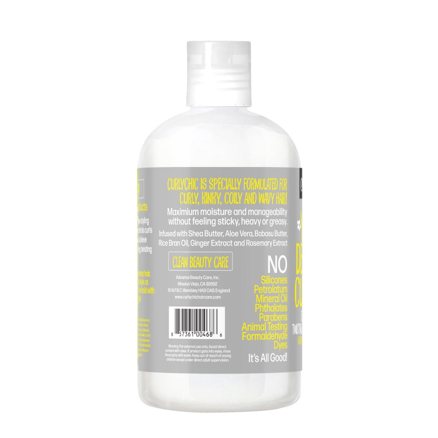CurlyChic Curl Defining Custard - Moisturizing Styling Cream for Curly & Kinky Hair - 12 fl oz | Flake-Free, Long-Lasting Hold