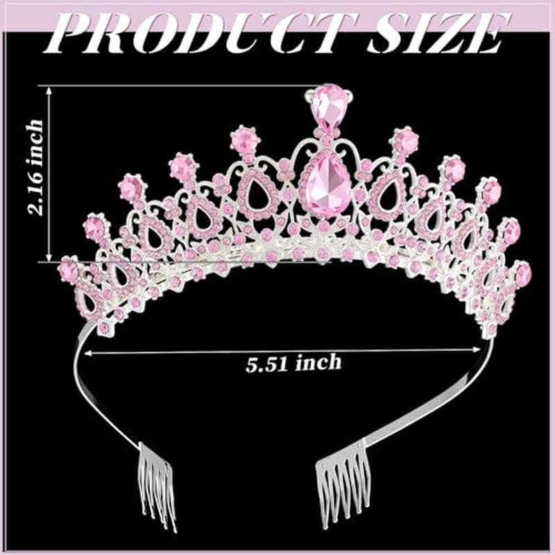 12 Pcs Crystal Tiara and Princess Crown with Comb Crown Rhinestone Women Girls Tiara Headpiece Queen Hair Accessories for Birthday Party Wedding Prom Halloween Cosplay Costume
