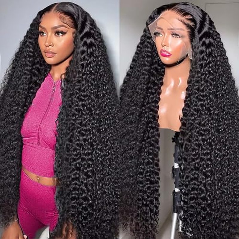 13x6 Lace Front Wigs Human Hair 200 Density Deep Wave HD Lace Front Wigs Human Hair Curly Glueless Wigs Human Hair Pre Plucked 13x6 HD Frontal Lace Front Wigs for Women (26 Inch)