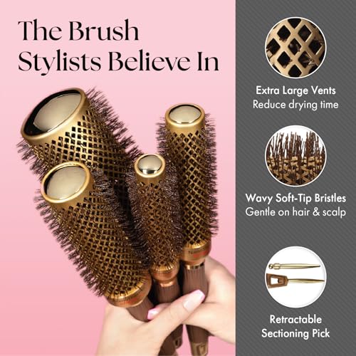 Olivia Garden NanoThermic Ceramic + Ion Speed XL Round Thermal Hair Brush - Not Electrical - Professional Blowout Brush for Normal to Thick Hair
