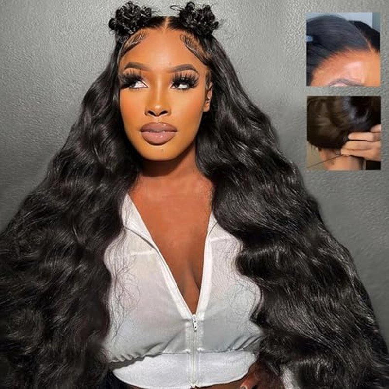7x6 Body Wave Glueless Wigs Human Hair Pre Plucked Pre Cut 250% Density Drawstring Wig Human hair 7x6 HD Lace Front Wigs Human Hair for Black Women Pre Everything Ready to Go Wig 16inch