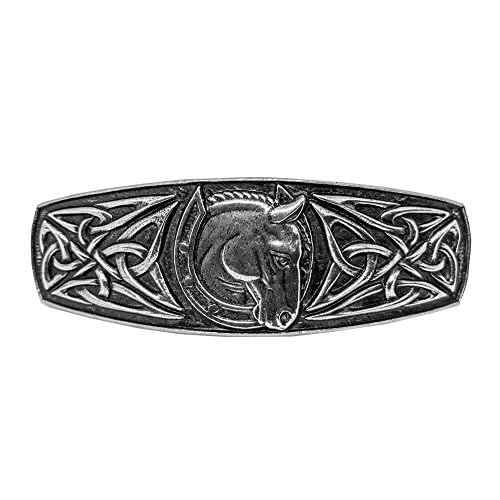 Celtic Horseshoe Hair Clip, Hand Crafted Metal Barrette Made in the USA with a Large 80mm Clip by Oberon Design
