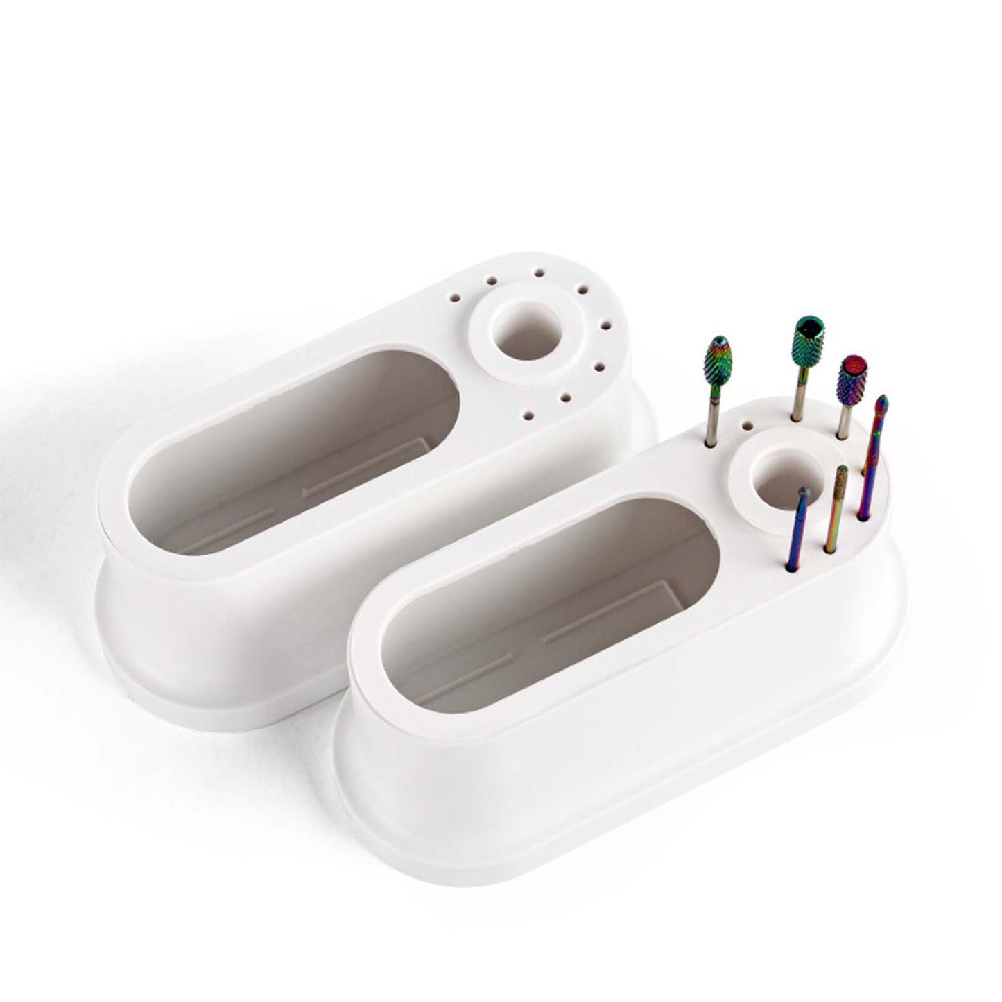 CHOOSE-IT Nail Drill Holder and Grinding Bit Storage Box | 8-Bit Organizer for Nail Drill Machine | ABS Desktop Storage Case for Home & Salon Use