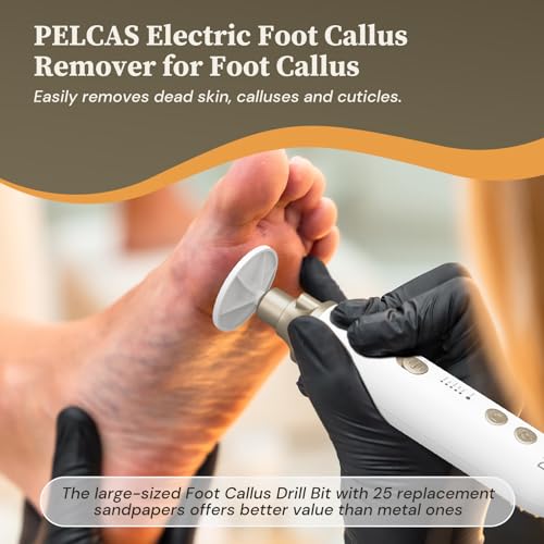 PELCAS 8 in 1 Cordless Nail Drill, Electric Nail Filer 5 Speeds Manicure & Pedicure Kit with LED Light, Electric Foot Callus Remover for Foot Callus, Toenail, Thick Nails, Finger Nails Golden