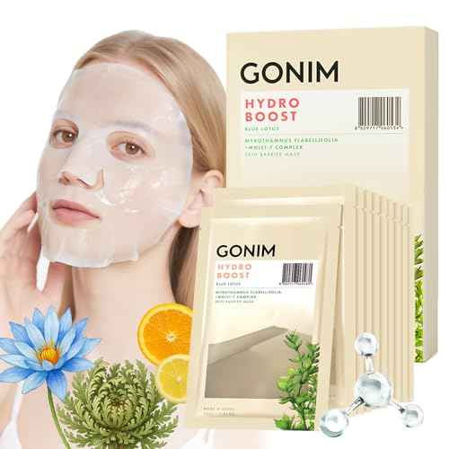 GONIM Face Mask Korean Skin Care with Hyaluronic Acid Serum & Collagen Activation, Face Masks Skincare with Vitamin C, Moisturizing Sheet Mask for All Skin,Korean Face Mask Travel Essentials 10 Sheets