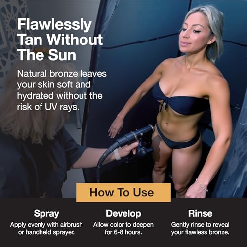 Fake Bake Darker Spray Tan Solution Sunless Self Tanner for Professional Airbrush Machine Long-Lasting Face & Body Glow Bronzing Self Tanning for Women & Men - 32 fl Oz