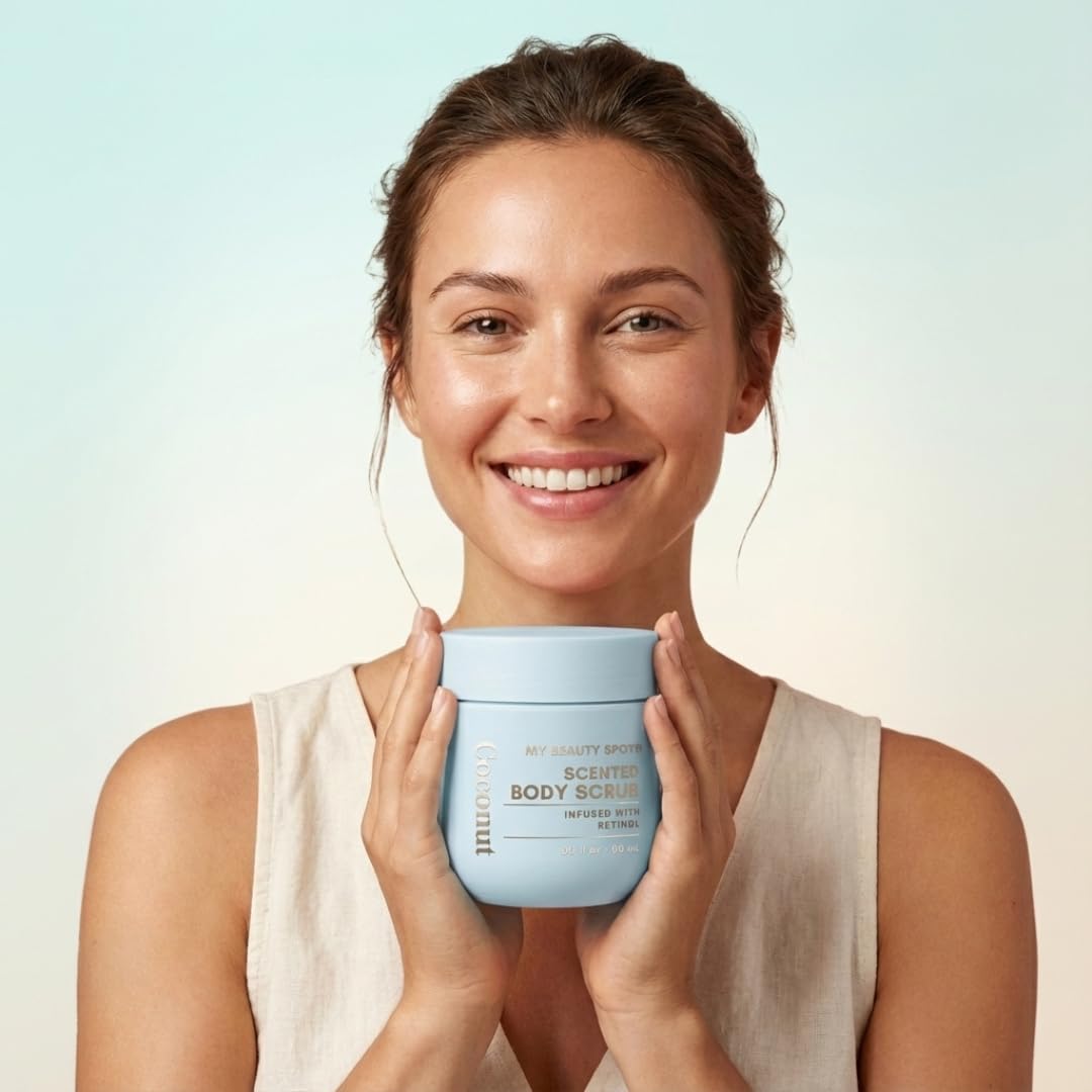 My Beauty Spot Scented Body Scrub for Women - Coconut Scented Body Scrub, Natural Exfoliating Body Scrub, Skin Exfoliator Infused with Retinol, Romoves Dead Skin From Body - Large 500 ml.