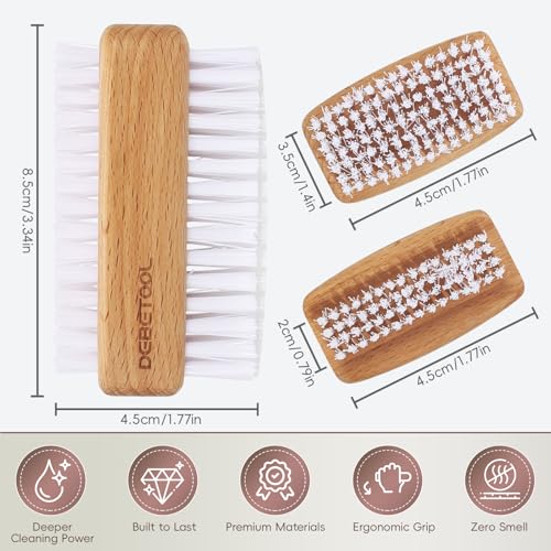 2-Pack Fingernail Brush - Wooden Nail Brush for Cleaning Fingernails, Two Side Bristle Hand Nail Scrubber for Cleaning Tough Grime, Gardening & Manicure