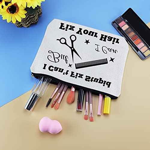 Hairdresser Gifts Hair Stylist Makeup Bag Hair Stylist Gifts Cosmetic Bags Funny Hair Dresser Gift Cosmetic Pouch Zipper Makeup Case Christmas Inspirational Graduation Gift for Hairdresser