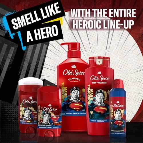 Old Spice Body Wash + Antiperspirant Deodorant Bundle Pack, Superman Man of Tomorrow, 24/7 Freshness, Smell Like a Hero, Bright Citrus + Cosmos Lasting Scent, 24 oz & 2.6 oz (Pack of 2)