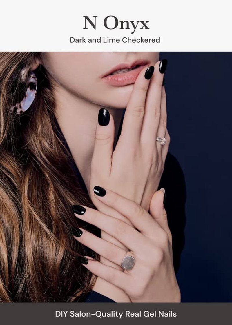 Ohora Semi Cured Gel Nail Set - Onyx & Cream Moss | Easy Peel Remover for Salon-Quality Nails