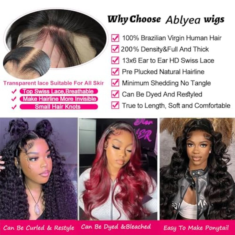 30 Inch 13x6 Body Wave Lace Front Wigs Human Hair Pre Plucked HD Transparent Lace Frontal Wigs Human Hair Glueless Human Wigs with Baby Hair for Women 200% Density