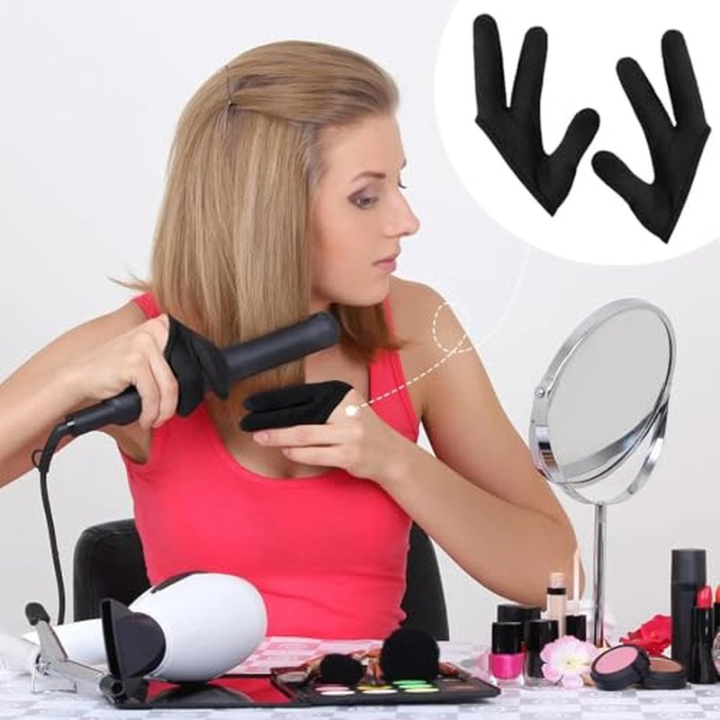 Non-Slip Hair Gloves - Hair Protection Gloves | 3 Finger Heat Resistant Gloves | Curling Wand Gloves | Hair Dye Curling Wand