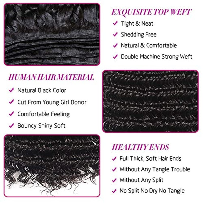 30 30 30 Inch Water Wave Bundles Human Hair Natural Black Color Unprocessed Brazilian Virgin Hair Extensions
