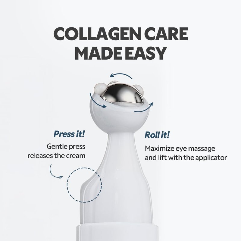 TIRTIR Collagen Lifting Eye Cream - Revitalizing Roller Applicator for Wrinkles & Fine Lines | Tightening Under Eye Treatment