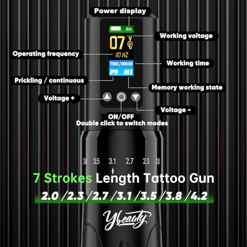 Wireless Tattoo Gun Kit - Professional Rotary Tattoo Machine with 1,600 mAh Power Supply, Complete Tattoo Pen Set with 10Pcs Cartridge Needles for Beginners Tattoo Supplies (Black, 76Pcs)