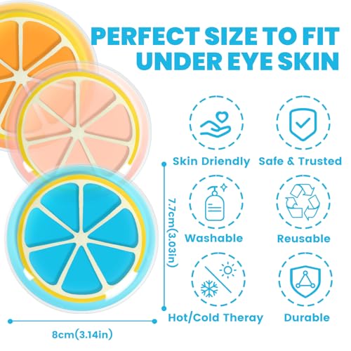 Reusable Gel Eye Ice Pack, Cooling Eye Masks for Eye Strain, Eye Swelling, Eye Redness, Puffy Eyes, Dark Circles, Smooth Fine Lines, and Eye Recover Surgery (Orange £¦ 4PCS)