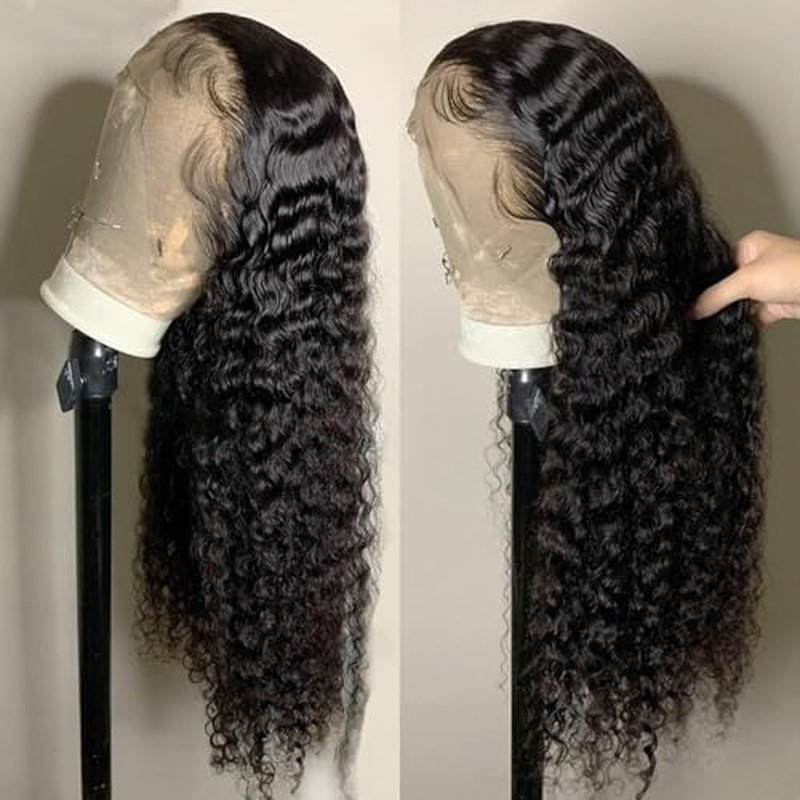 Deep Wave Lace Front Wigs Human Hair 200% Density 13x6 HD Lace Frontal Wigs Human Hair 22 Inch Deep Wave Wig Pre Plucked Curly Wigs Natural Hairline