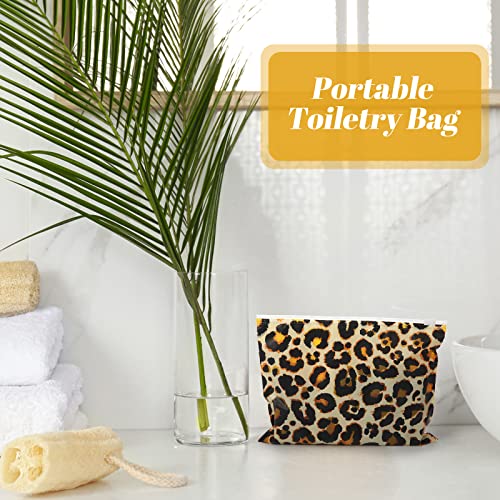 Reginary 50 Pieces Leopard Makeup Bags Waterproof Cosmetic Bag with Zipper Toiletry Pouch for Woman Tavel Wedding Bridal Shower Bachelorette Birthday Party Favor