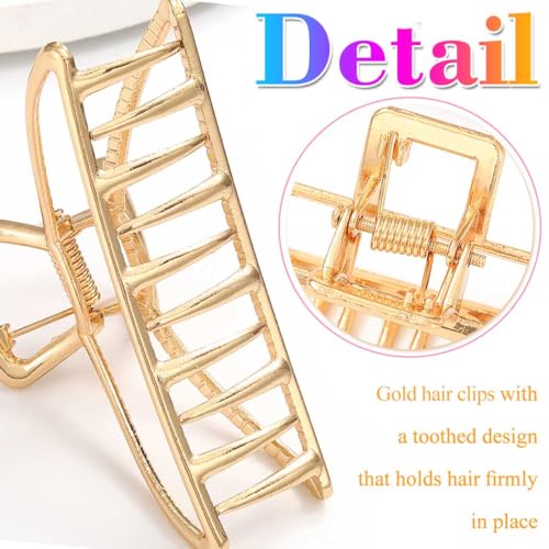BARTOSI Gold Claw Clips Small Hair Clips Metal Hair Claw Clip Cute Hair Accessories for Women and Girls (Pack of 3)
