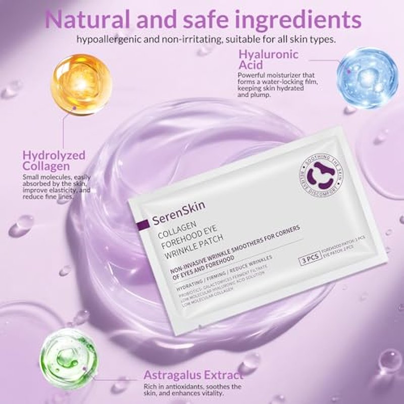 Forehead Wrinkle Patches & Under Eye Patches with Collagen, Anti Wrinkle Patches for Reduce forehead Lines, Facial Wrinkles Treatment Remover Women Eye Patches for Puffy Eyes and Dark Circles, 18 pcs