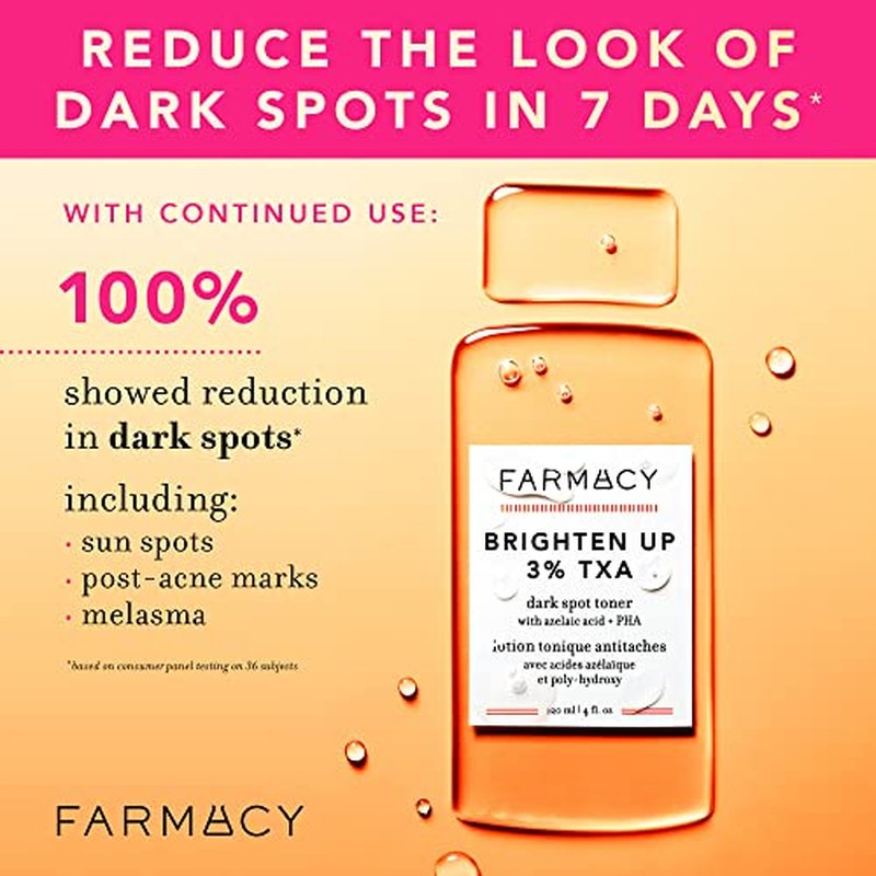 Farmacy 3% TXA Toner for Face - Brightening Face Toner for Oily Skin - Liquid Exfoliant with Azelaic Acid + 5% PHA to Target Visible Dullness + Help Reduce Uneven Skin Tone (10ml)
