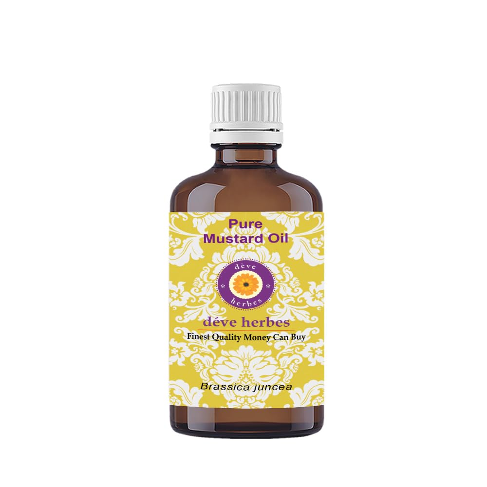 Deve Herbes Mustard Oil (Brassica juncea) | Cold Pressed | Pure | Natural | Undiluted | For Diluting Essential oils | For Hair, Skin & Massage | Non-Sticky| Lightweight| Unisex | 100ml X 2 (6.76 oz)