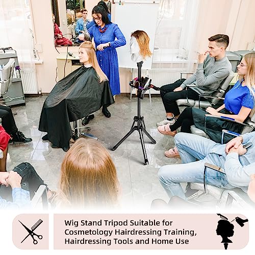 ?? Wig Head Stand Tripod - Reinforced Mannequin Stand, Adjustable Height 31" - 57" Wig Stand for Styling, Cosmetology Hairdressing Training with Wig Caps, T-Pins Hair Clips