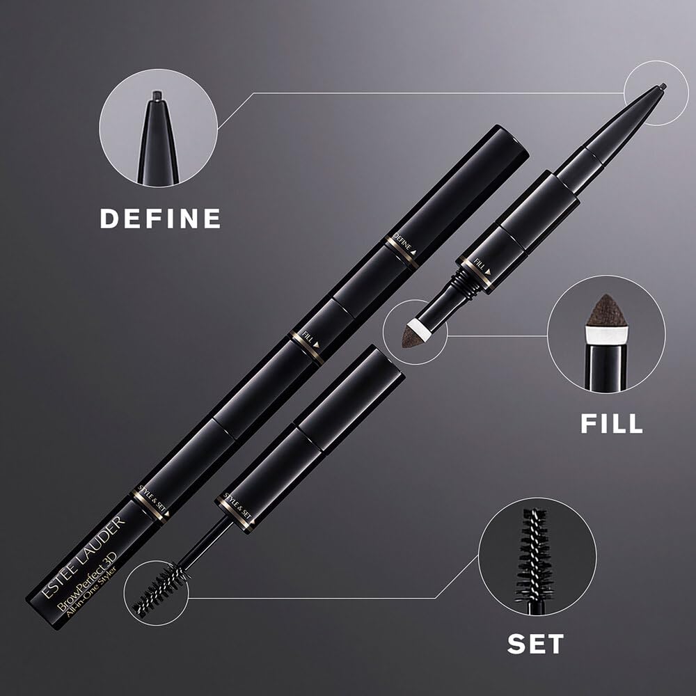 Estée Lauder BrowPerfect 3D All-In-One Styler with Eyebrow Gel, Pencil & Powder plus Spooled Brush, Dark Brunette