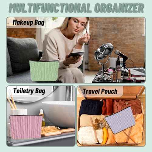 4 PCs Preppy Makeup Bag Aesthetics Preppy Stuff Cosmetic Bag Birthday Gifts for Women Girls Friends Zipper Pouch Travel Organizer Preppy Things Wedding Friendship Gifts for Christmas Thanksgiving