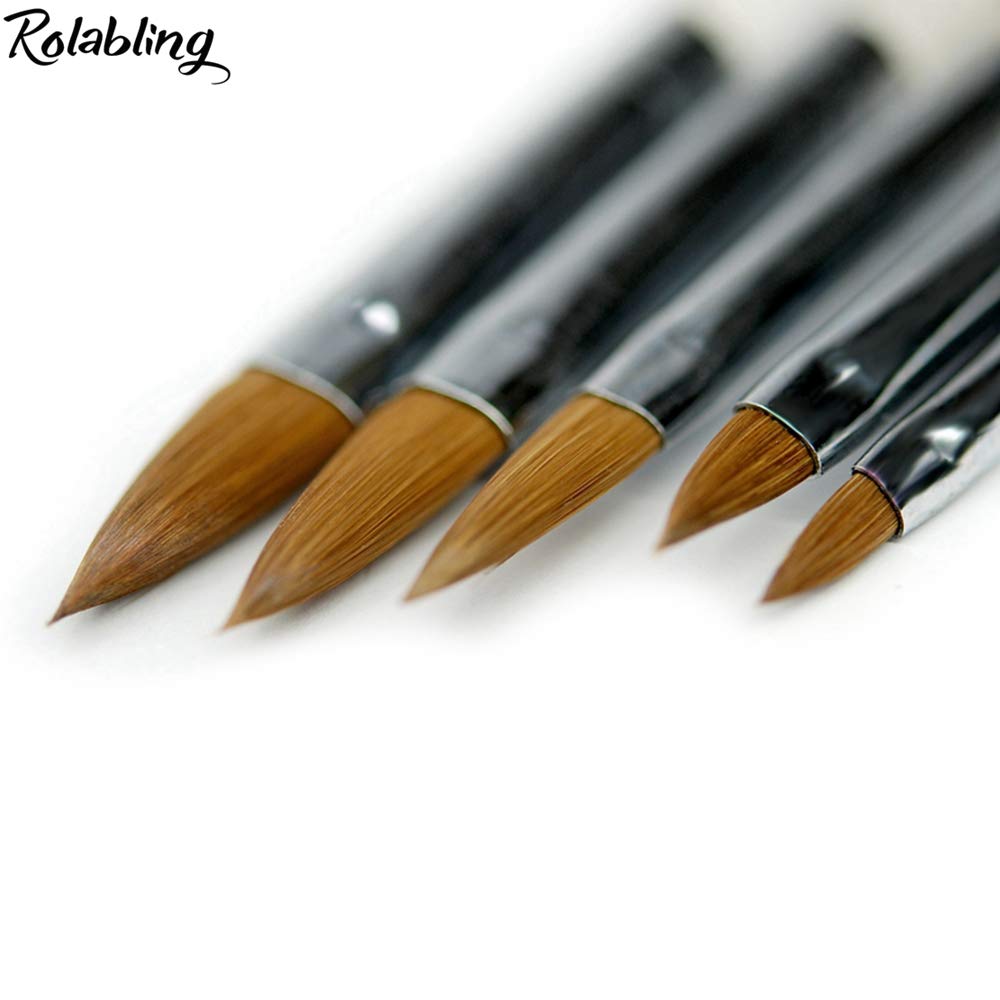 Rolabling 5Pcs Kolinsky Acrylic Nail Brush Nail Painting Pen Brushes Set