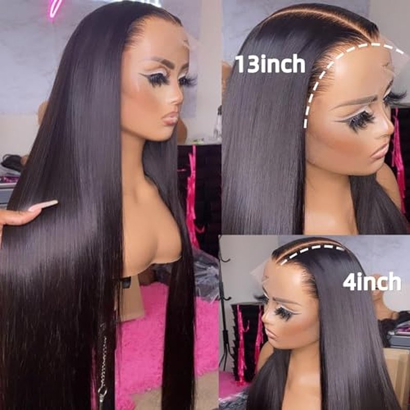 DULOVE Lace Front Wigs Human Hair 13x4 Straight HD Transparent Lace Front Wigs for Women Pre Plucked With Baby Hair 220 Density Glueless Natural Color 22inch