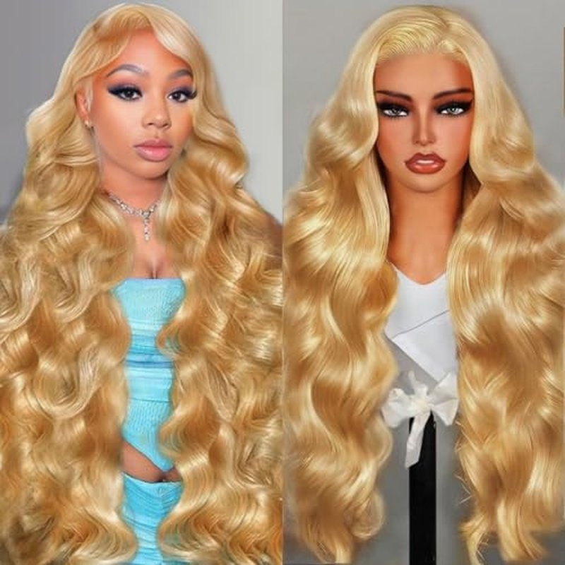 26 Inch Blonde Wig Human Hair 200 Density Honey Blonde Body Wave Lace Front Wigs Human Hair Pre Plucked 27# Color Wigs Human Hair 13x4 HD Frontal Wigs Human Hair