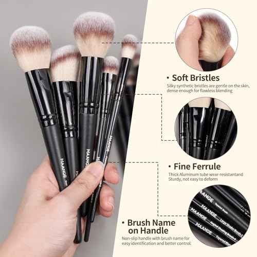MAANGE 37 Pcs Makeup Brush Set Premium Synthetic Make Up Brushes Foundation Eye Shadow Powder Concealers Brushes Set for Beginners & Professional Makeup Tool Set (Black)