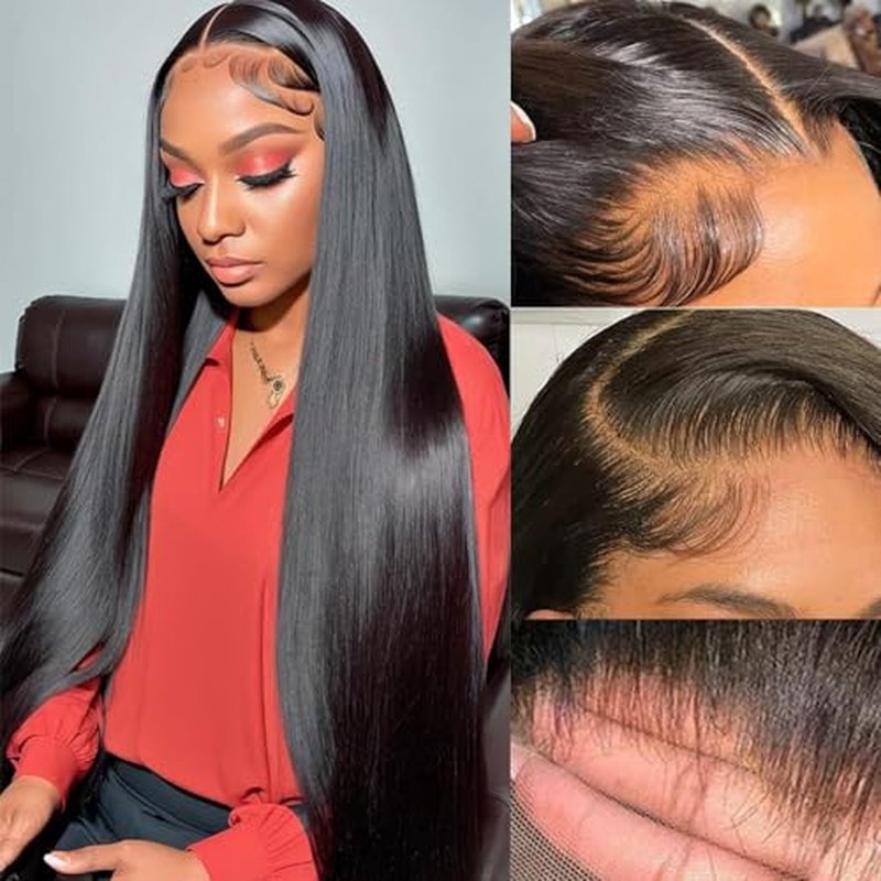Straight Lace Front Wigs Human Hair Pre Plucked 13x4 Lace Wig Natural Color 30 Inch