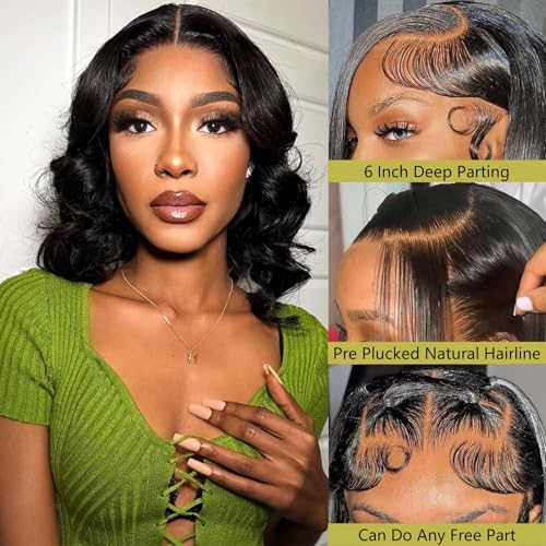 12 Inch Bob Wig Human Hair Short Body Wave Lace Front Wigs Human Hair 13x6 HD Lace Front Wigs for Women