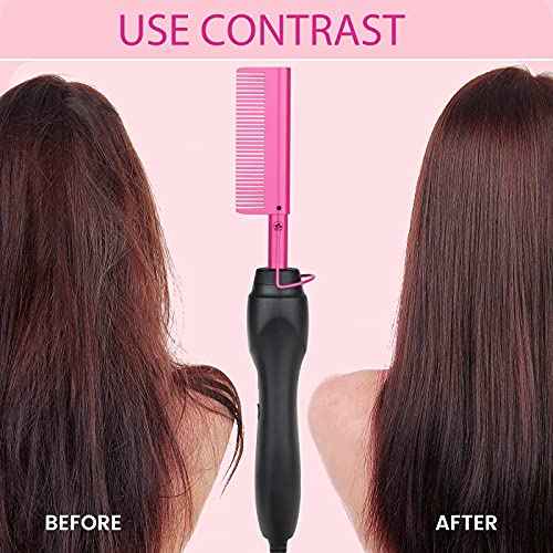 Hot Comb Anti-Scald Ceramic Heated Hair Styling Tool - Straightener, Curler, Travel-Friendly Beard Pressing Comb