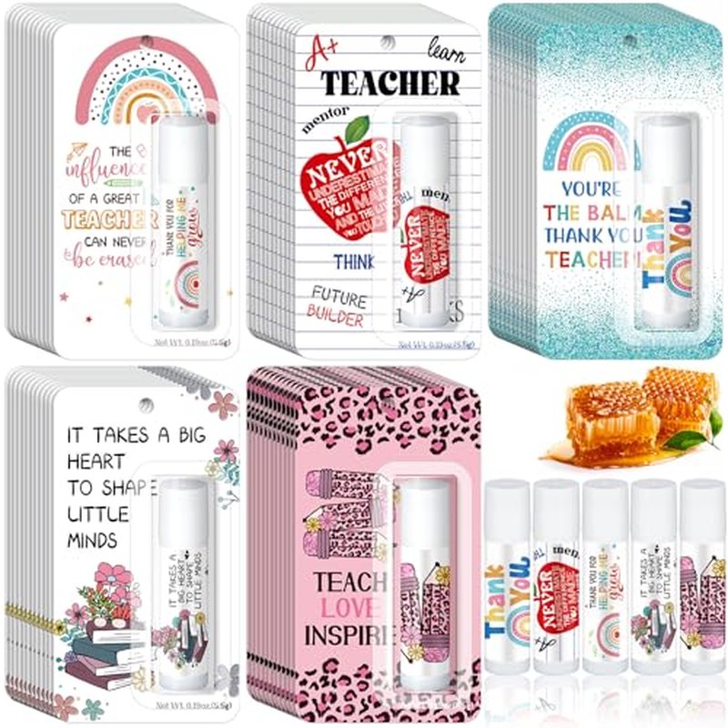 60 Pack Christmas Teacher Appreciation Gifts Bulk Lip Balms Employee Staff Appreciation Teacher Staff Team Thank You Gift Bulk Christmas Party Favors for Xmas Stocking Stuffers for Women Men (Classic)
