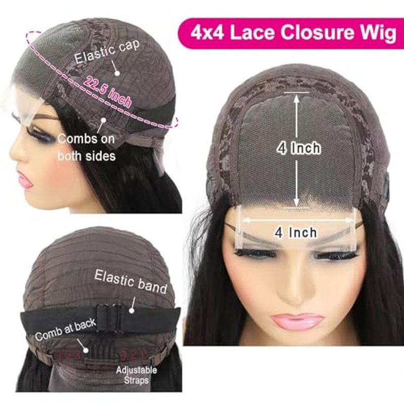 Lace Front Wigs Human Hair 4x4 Straight Human Hair Wigs for Black Women, 150% Destiny Brazilian Virgin Lace Closure Wig Pre Plucked With Baby Hair Natural Hairline(22 Inch, Straight Wig)