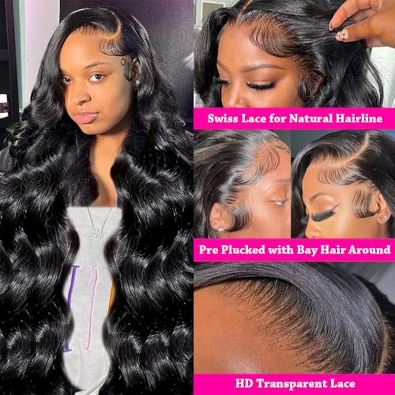 Lzlefho 24 Inch 13x6 Body Wave Lace Front Wigs Human Hair Pre Plucked 250% Density HD Lace Frontal Wig Human Hair For Women Body Wave Glueless Wigs With Baby Hair