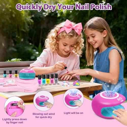 Kids Nail Polish Set for Girls - Girl Toys 8-10 - Nail Art Kit for Kids Ages 7-12, Non toxic Nail Polish Kids Nail Kit Girl Stuff for Spa Manicures, Idea Birthday Gift for Girls 8 9 10 12