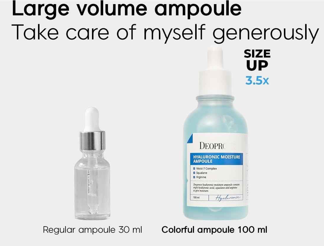 Deoproce Hyaluronic Moisture Intensive Ampoule Korean Skincare, 7 Types of Hyaluronic Acid, Moisturizing, Allantoin, Hydrates Dry Skin Korean Skincare 3.4 fl oz