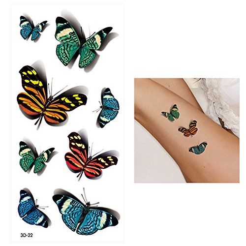 Glaryyears 3D Butterfly Tattoos for Women Girls, 8-Pack Floral Design Variety Pack Fake Tattoos Sticker, DIY Long-lasting Realistic Tattoos that look real, Sexy for Body Chest Hand Decal Arm Leg