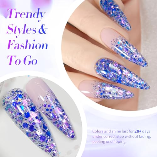 Born Pretty Glitter Gel Nail Polish with Sequins, Long Lasting U V Gel Polish for Manicure and Nail Art, DIY at Home, Salon-Quality, Easy to Apply, 15ml Set8